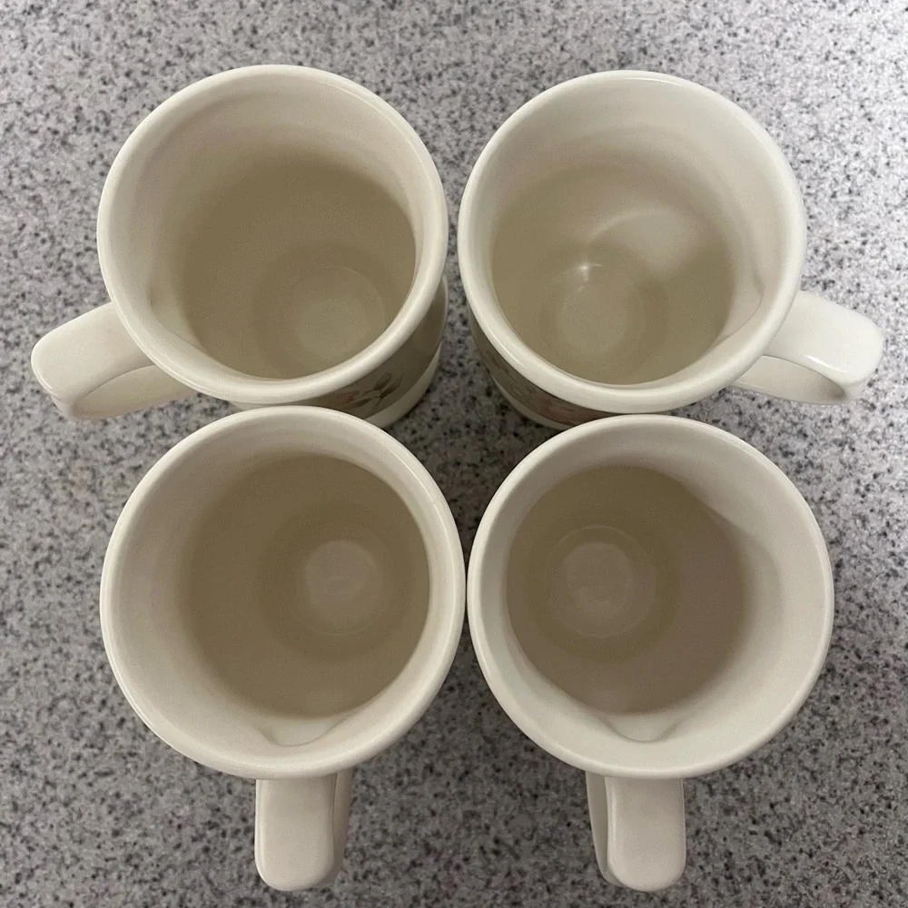 Pfaltzgraff Pedestal Mugs Tea Rose Pattern Set of 4 - Picture 6 of 9